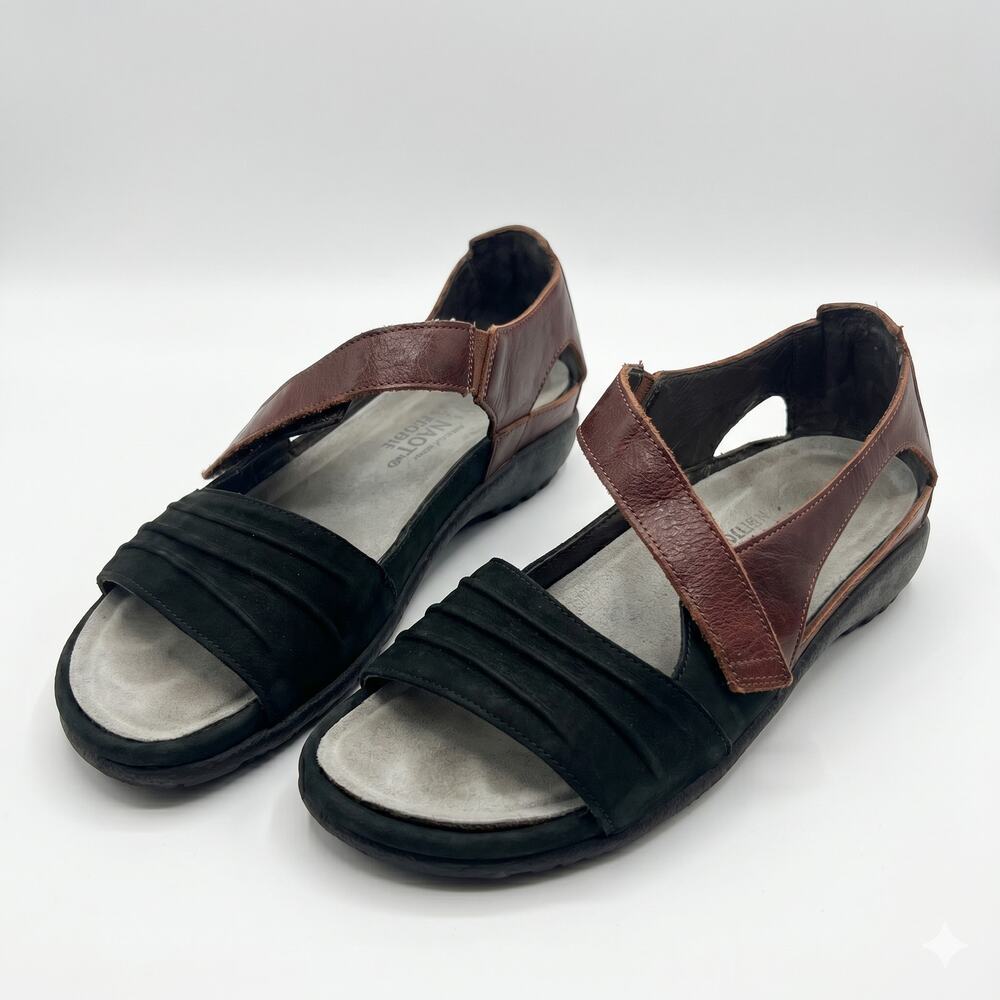 Naot Womens 6 Boho Minimalist Coastal Resortwear Leather Suede‎ Papaki Sandals